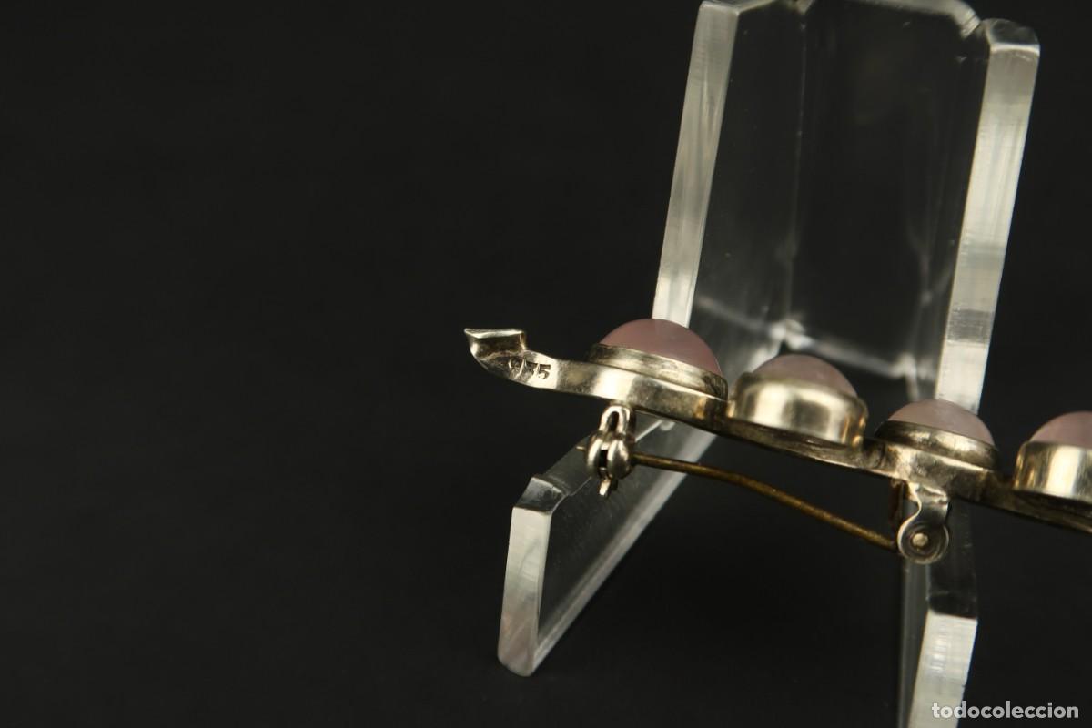 Joyeria: Antiguo Broche de Plata y Cuarzo Rosa - Foto 7