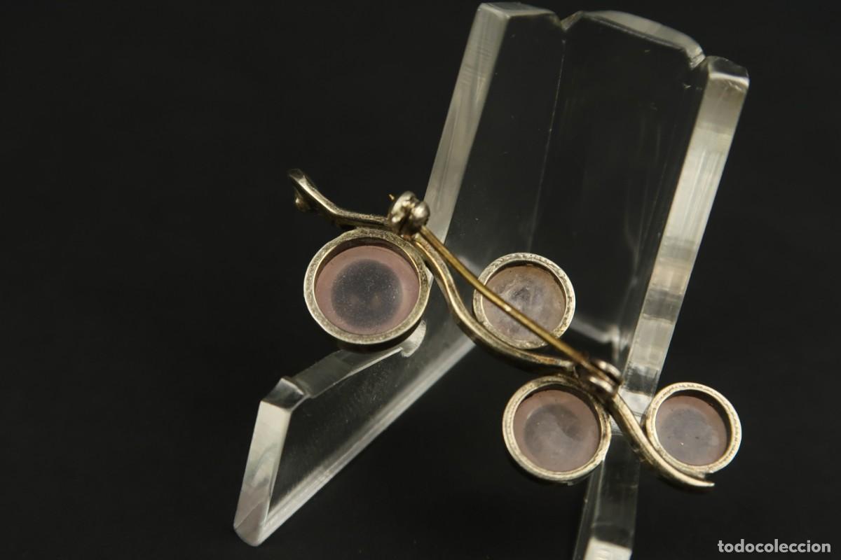 Joyeria: Antiguo Broche de Plata y Cuarzo Rosa - Foto 10