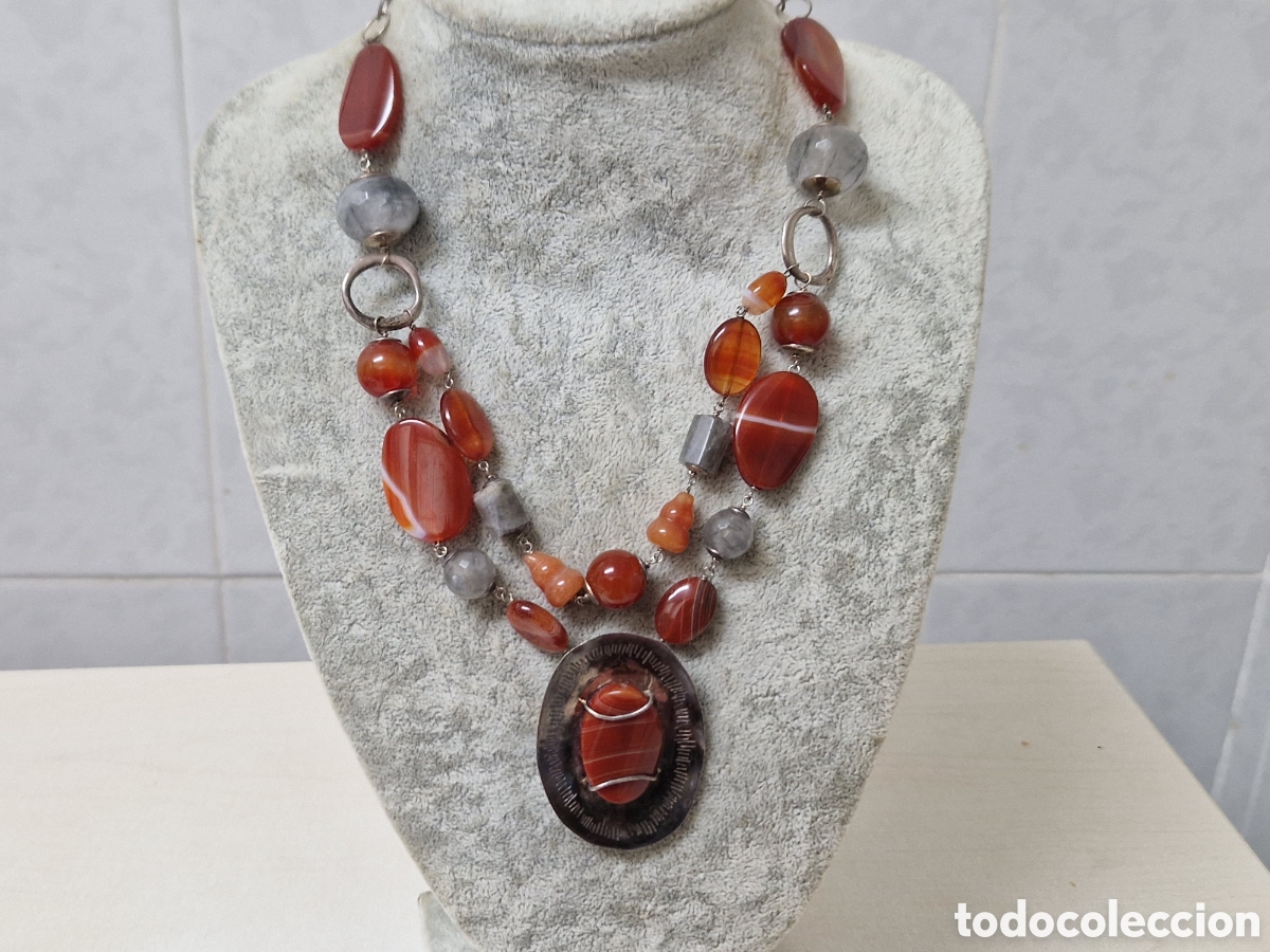 Joyeria: COLLAR GRANDE EN PLATA Y AGATAS NATURALES - Foto 3