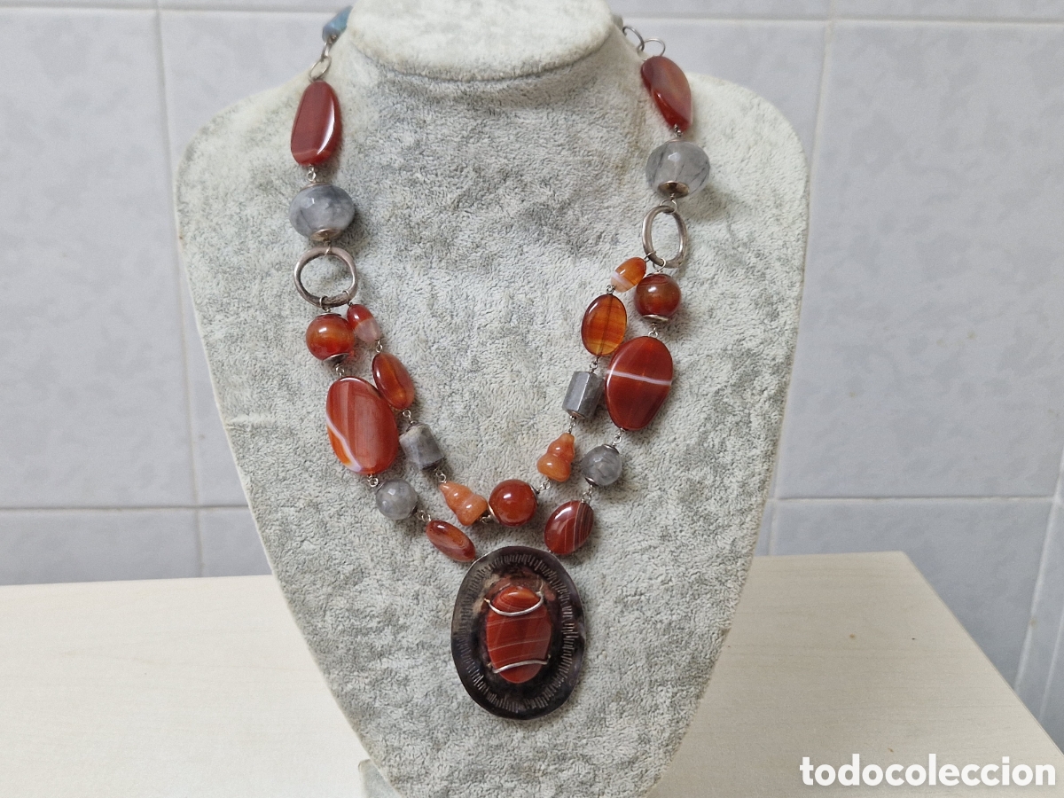 Joyeria: COLLAR GRANDE EN PLATA Y AGATAS NATURALES - Foto 4