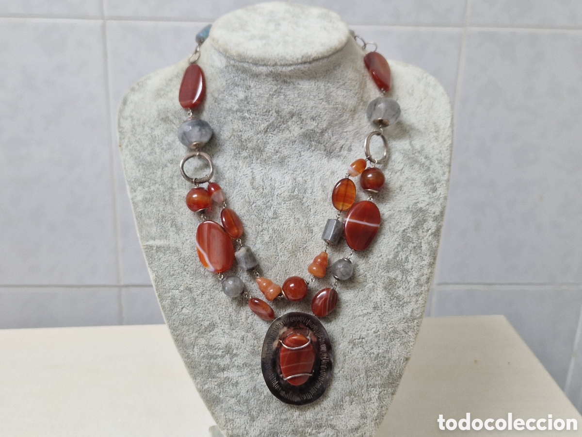 Joyeria: COLLAR GRANDE EN PLATA Y AGATAS NATURALES - Foto 5