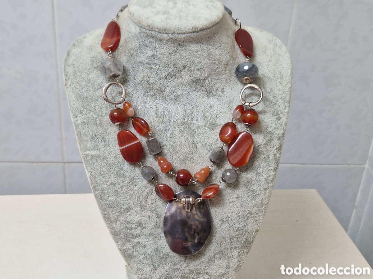 Joyeria: COLLAR GRANDE EN PLATA Y AGATAS NATURALES - Foto 9