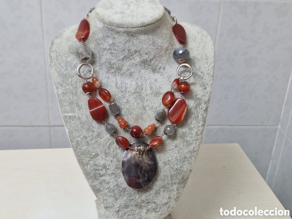 Joyeria: COLLAR GRANDE EN PLATA Y AGATAS NATURALES - Foto 10