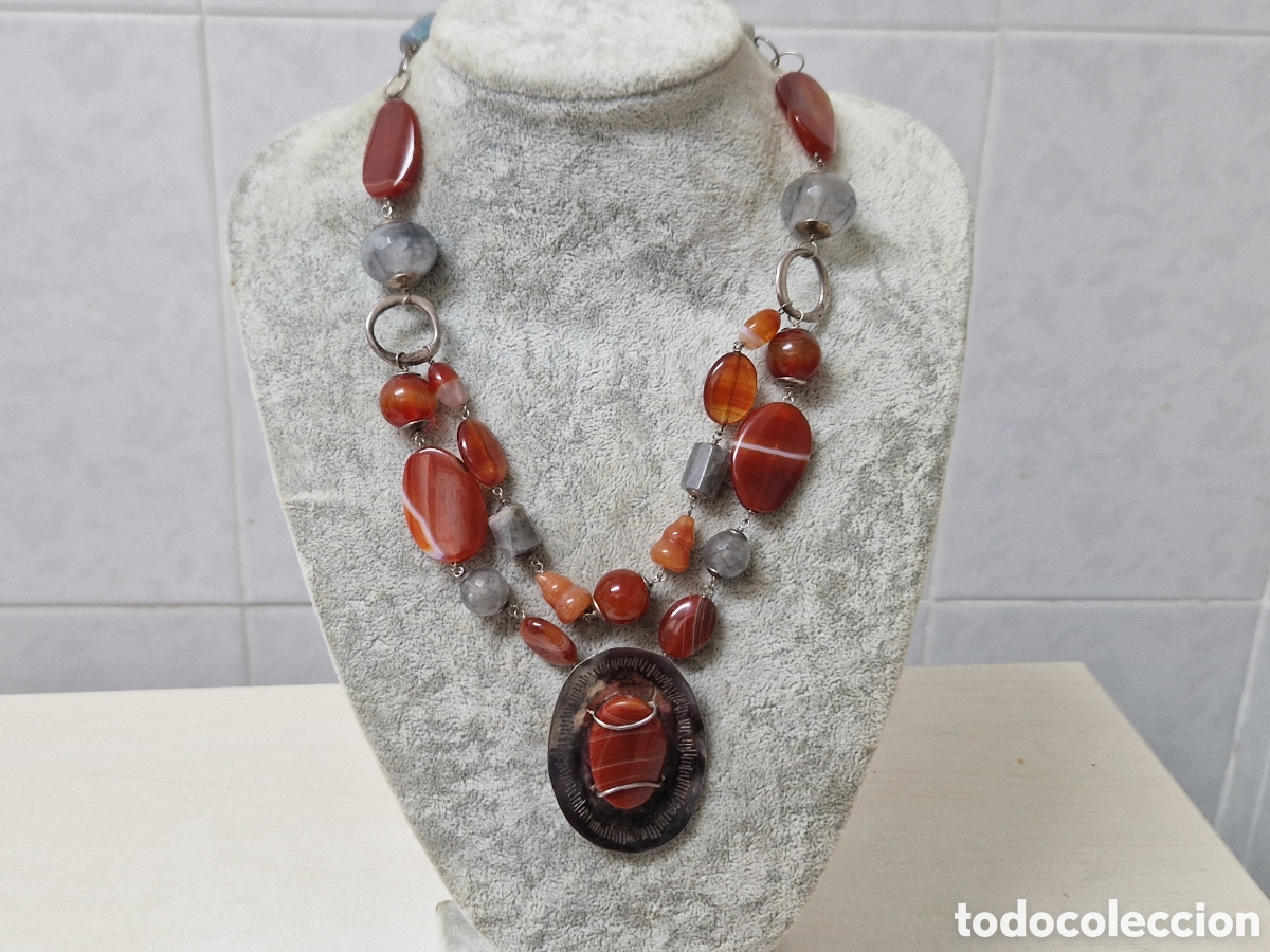 Joyeria: COLLAR GRANDE EN PLATA Y AGATAS NATURALES - Foto 1
