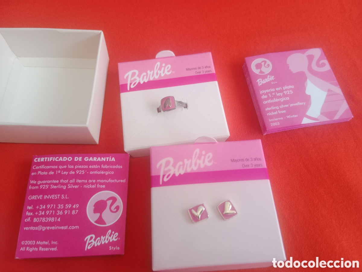 Joyeria: Lote de pendientes y anillo Barbie - Foto 5