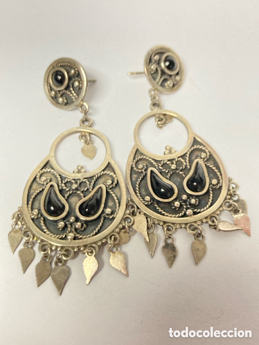 Joyeria: Preciosos pendientes de plata y onix / P158 - Foto 1