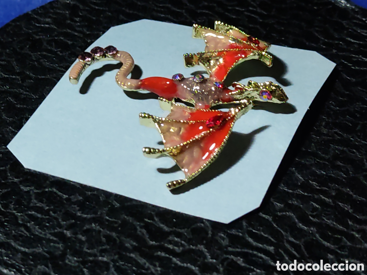 Joyeria: Broche drag&oacute;n esmaltado con circonitas. - Foto 2