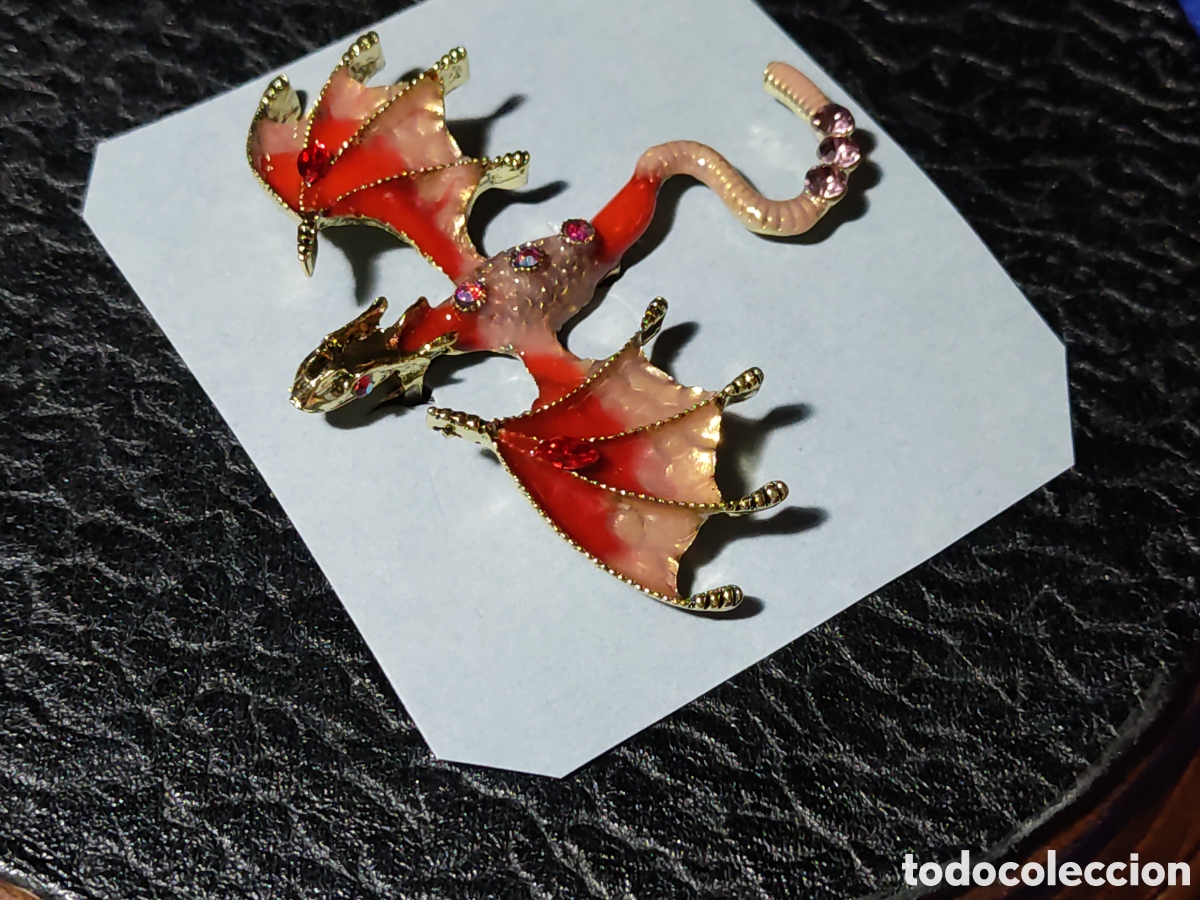 Joyeria: Broche drag&oacute;n esmaltado con circonitas. - Foto 1