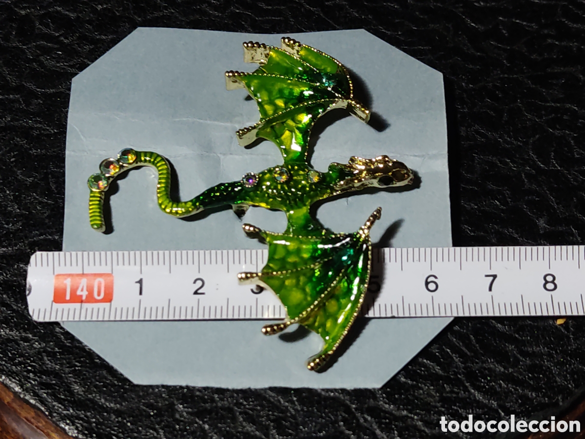 Joyeria: Broche drag&oacute;n esmaltado con circonitas. - Foto 3