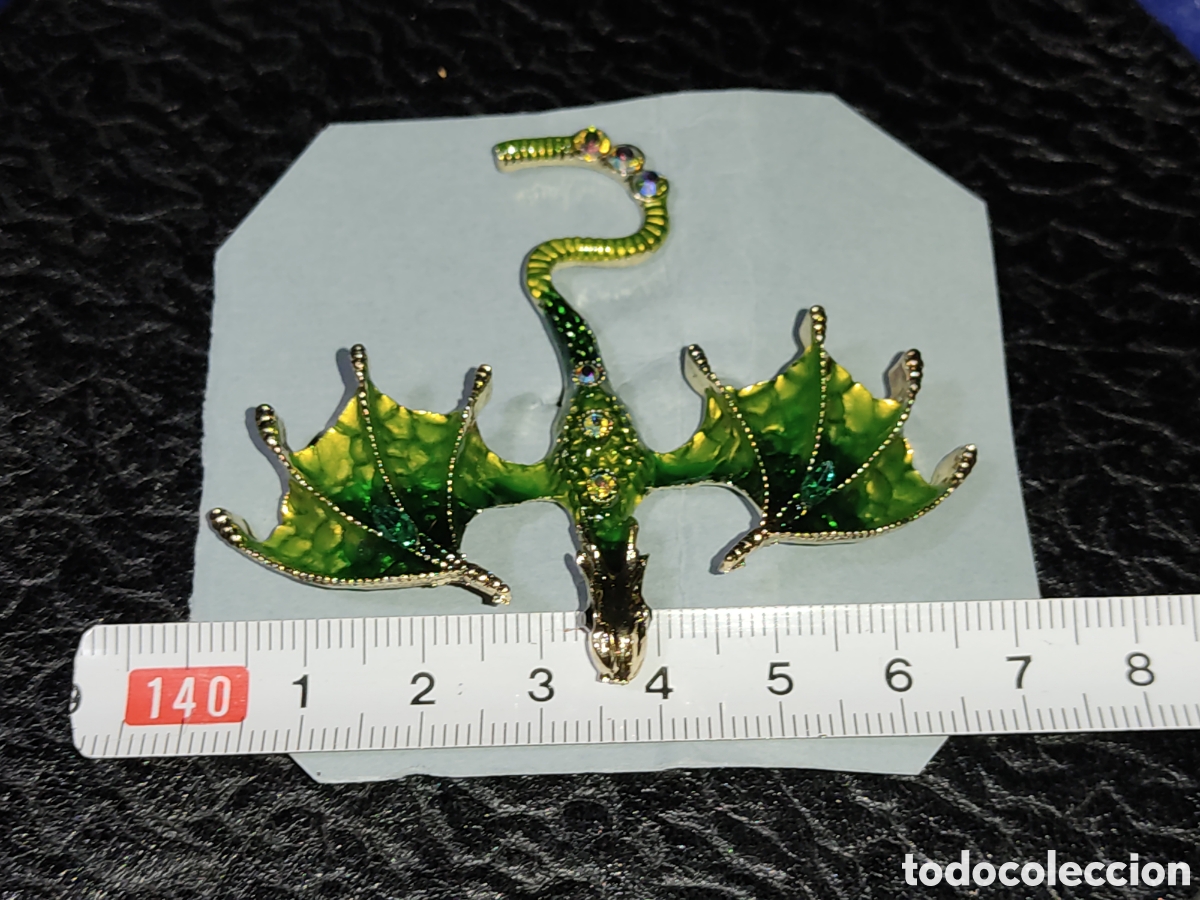 Joyeria: Broche drag&oacute;n esmaltado con circonitas. - Foto 4