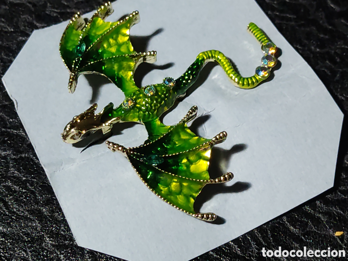 Joyeria: Broche drag&oacute;n esmaltado con circonitas. - Foto 1