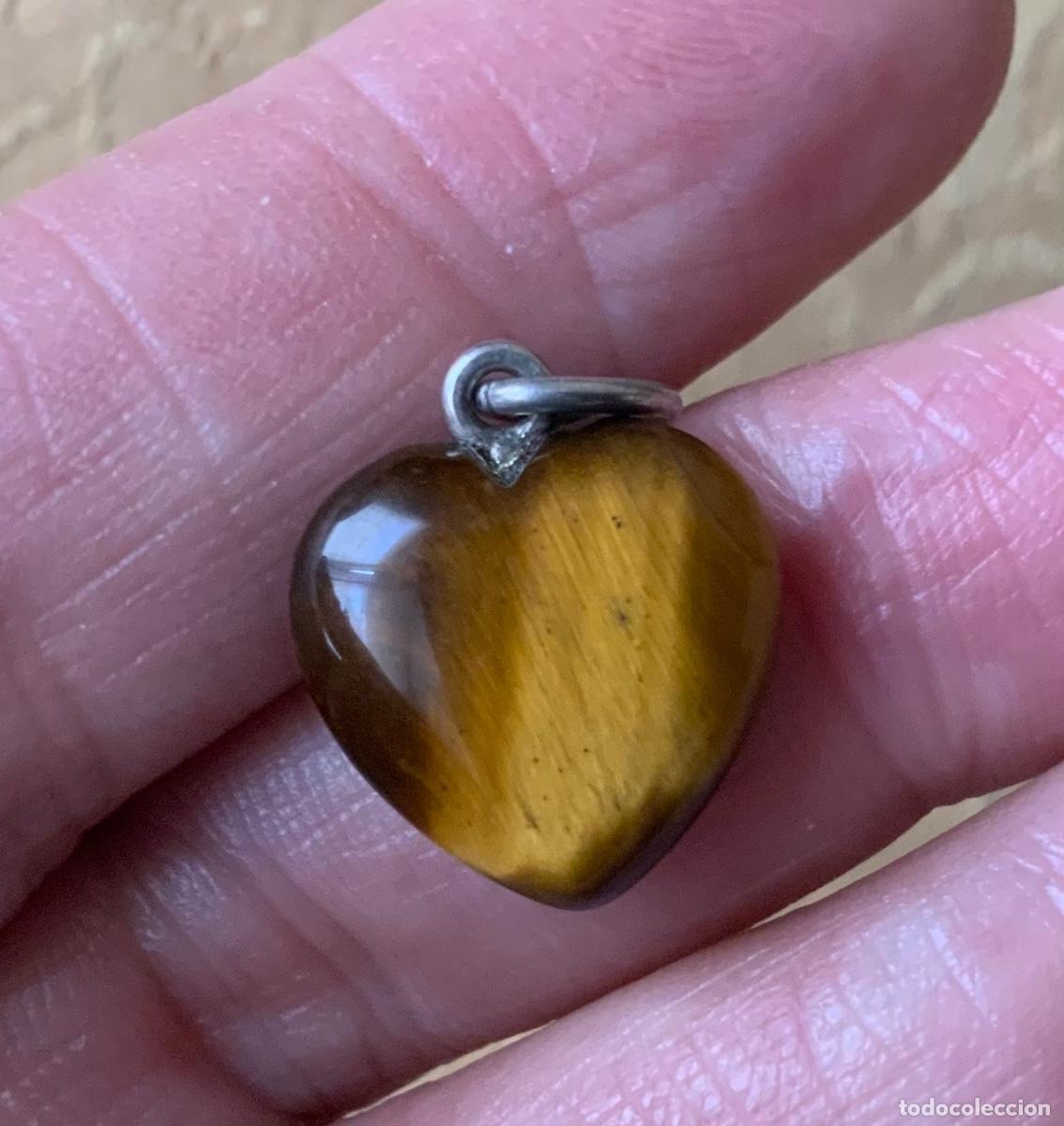 Joyeria: COLGANTE CORAZ&Oacute;N OJO DE TIGRE Y PLATA - Foto 3