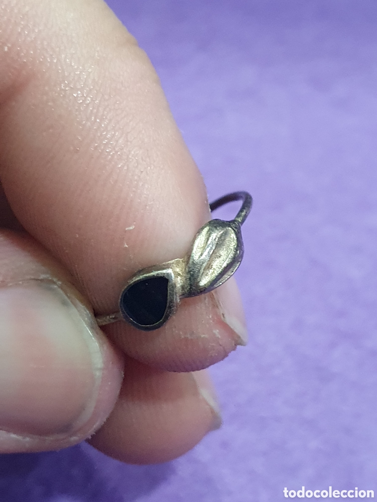 Joyeria: Anillo plata y piedra negra. (L46) - Foto 2