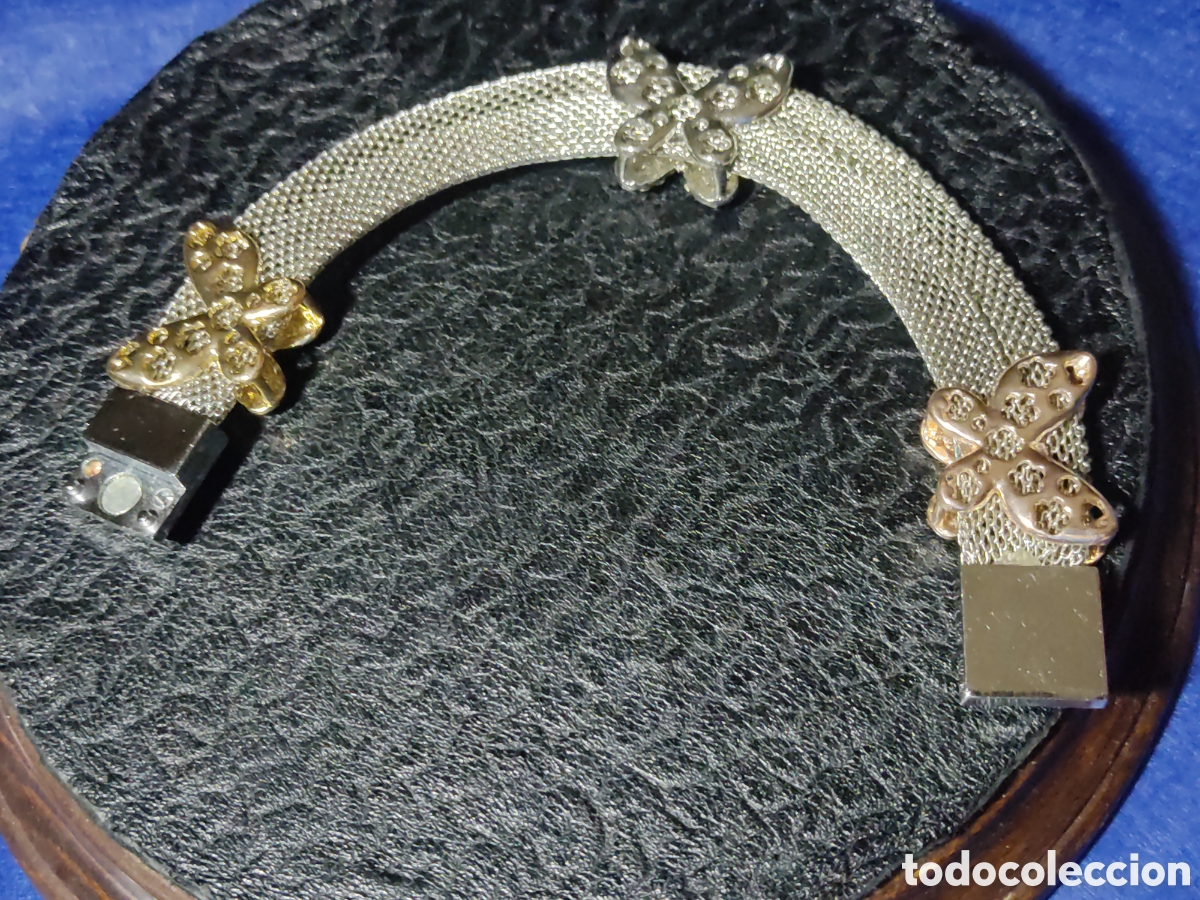 Joyeria: Pulsera ancha plateada con mariposas. - Foto 6