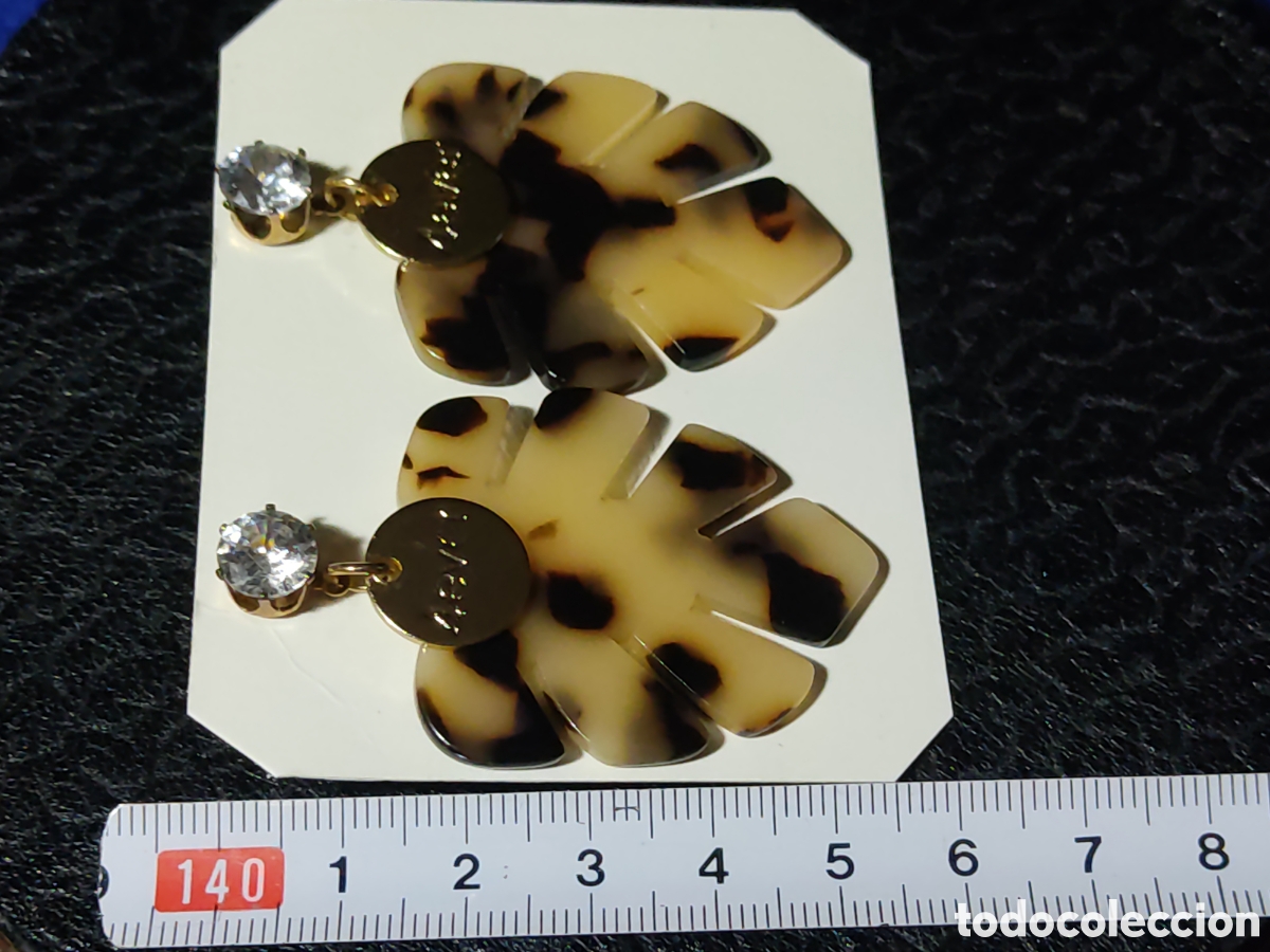 Joyeria: Pendientes hojas y circonitas imitando a Carey. - Foto 4