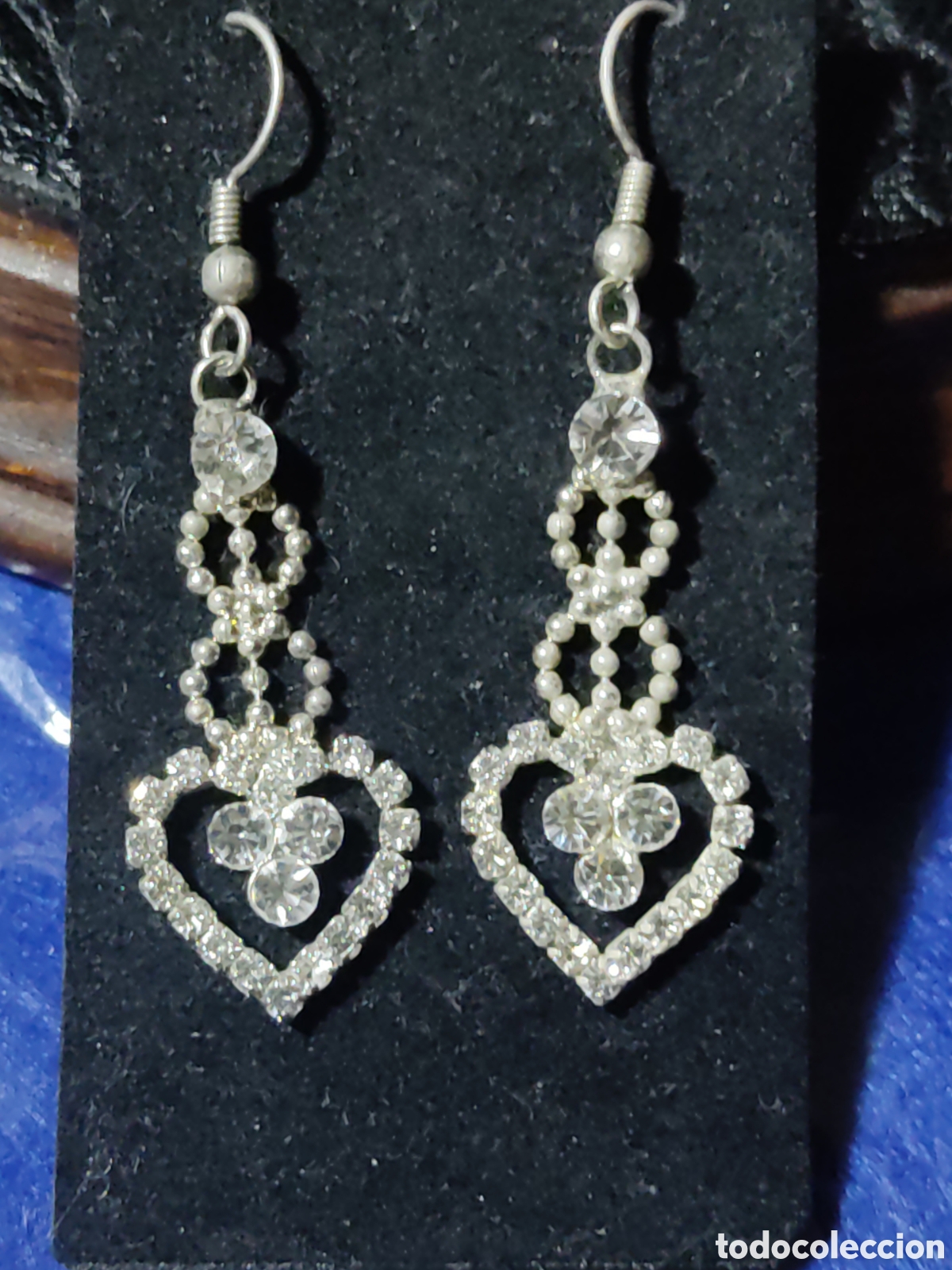 Joyeria: Pendientes largos corazones con circonitas. - Foto 2