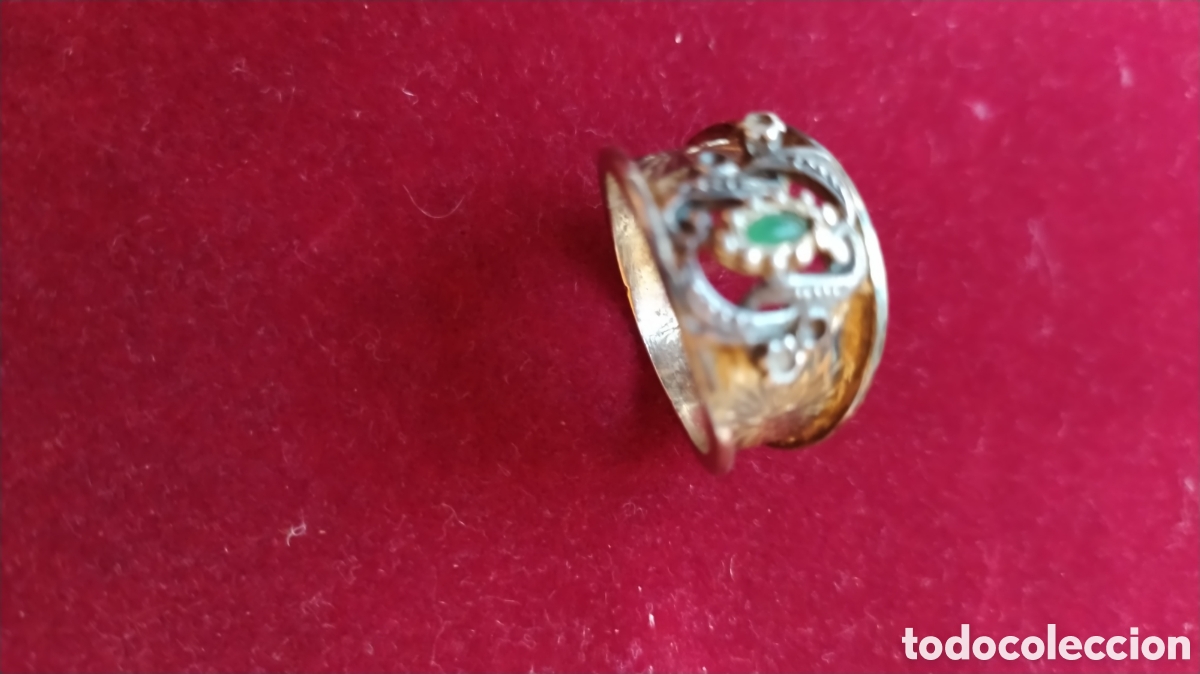 Joyeria: Antiguo anillo plata oro y piedra verde. - Foto 3