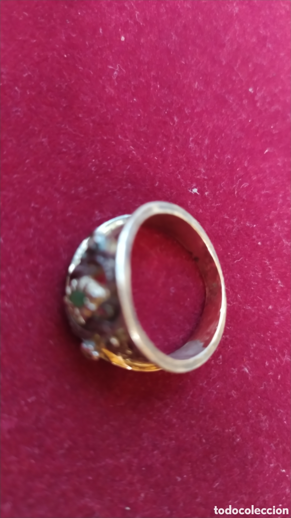Joyeria: Antiguo anillo plata oro y piedra verde. - Foto 11