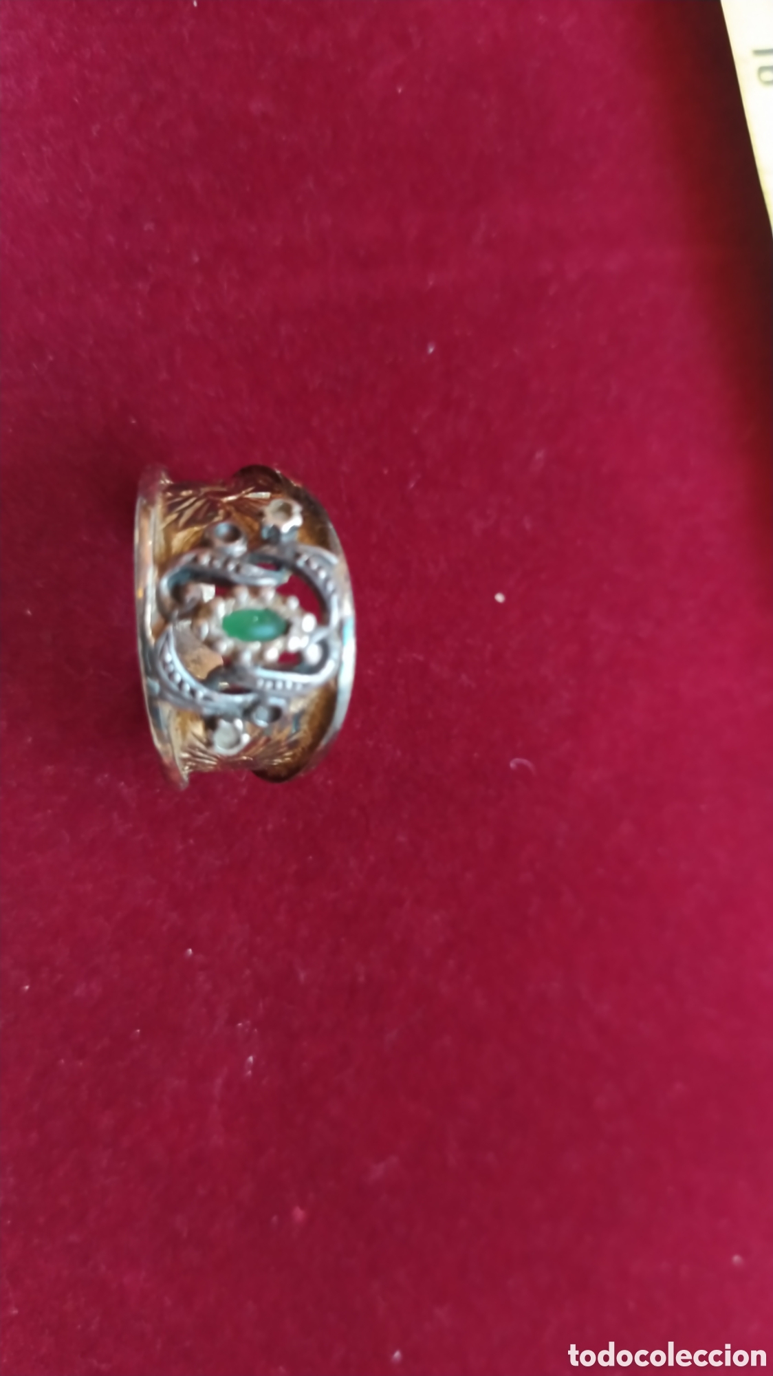 Joyeria: Antiguo anillo plata oro y piedra verde. - Foto 12