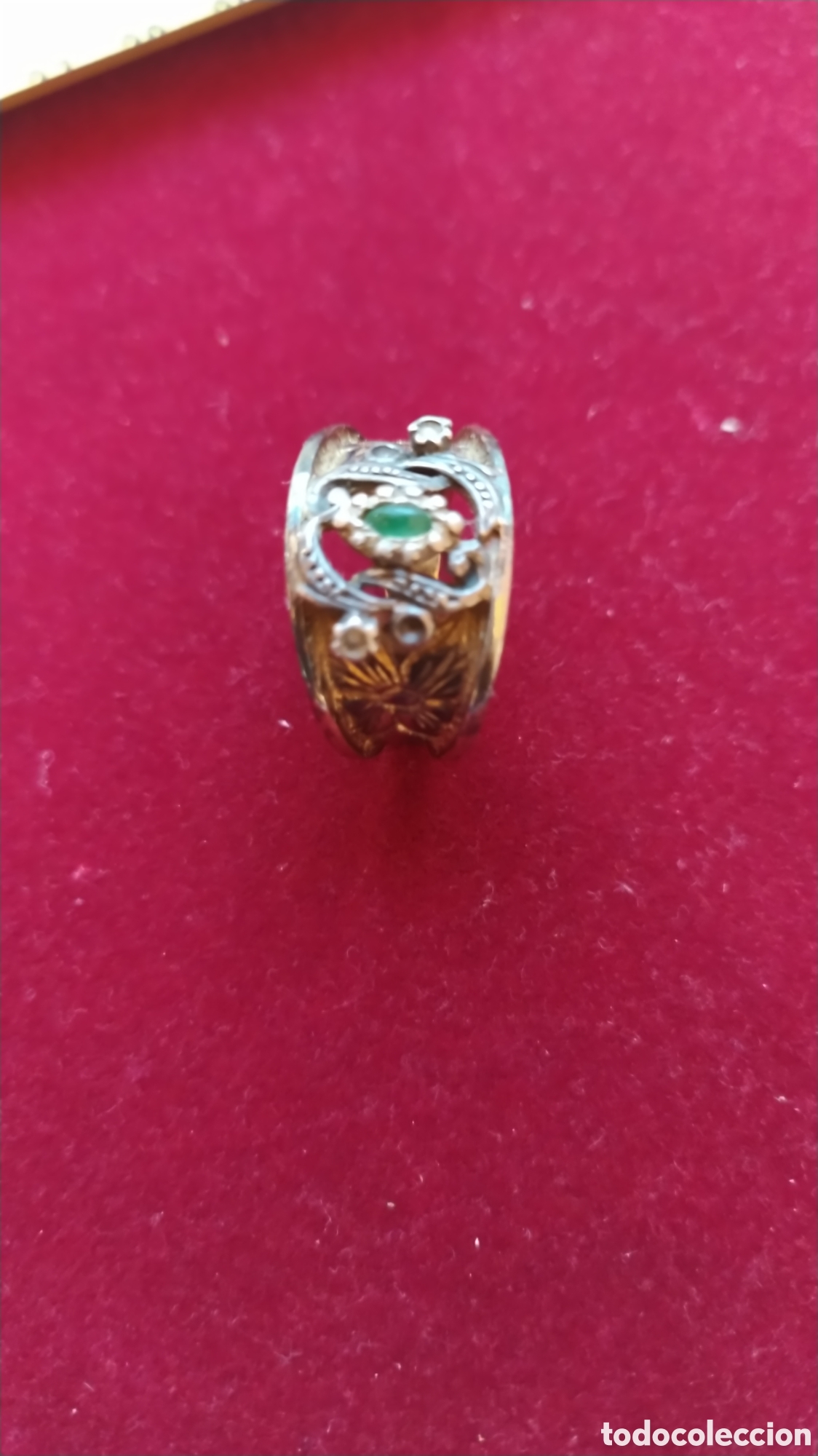 Joyeria: Antiguo anillo plata oro y piedra verde. - Foto 2
