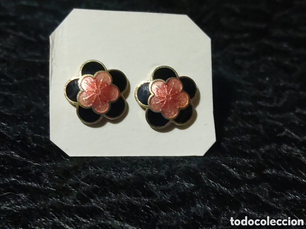 Joyeria: Pendientes flores esmaltadas.Vintage. - Foto 2