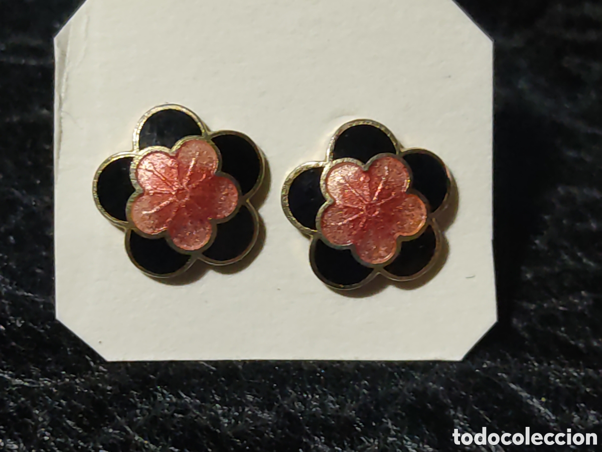 Joyeria: Pendientes flores esmaltadas.Vintage. - Foto 3