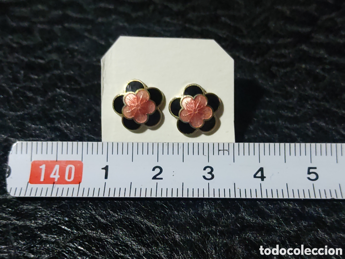 Joyeria: Pendientes flores esmaltadas.Vintage. - Foto 4
