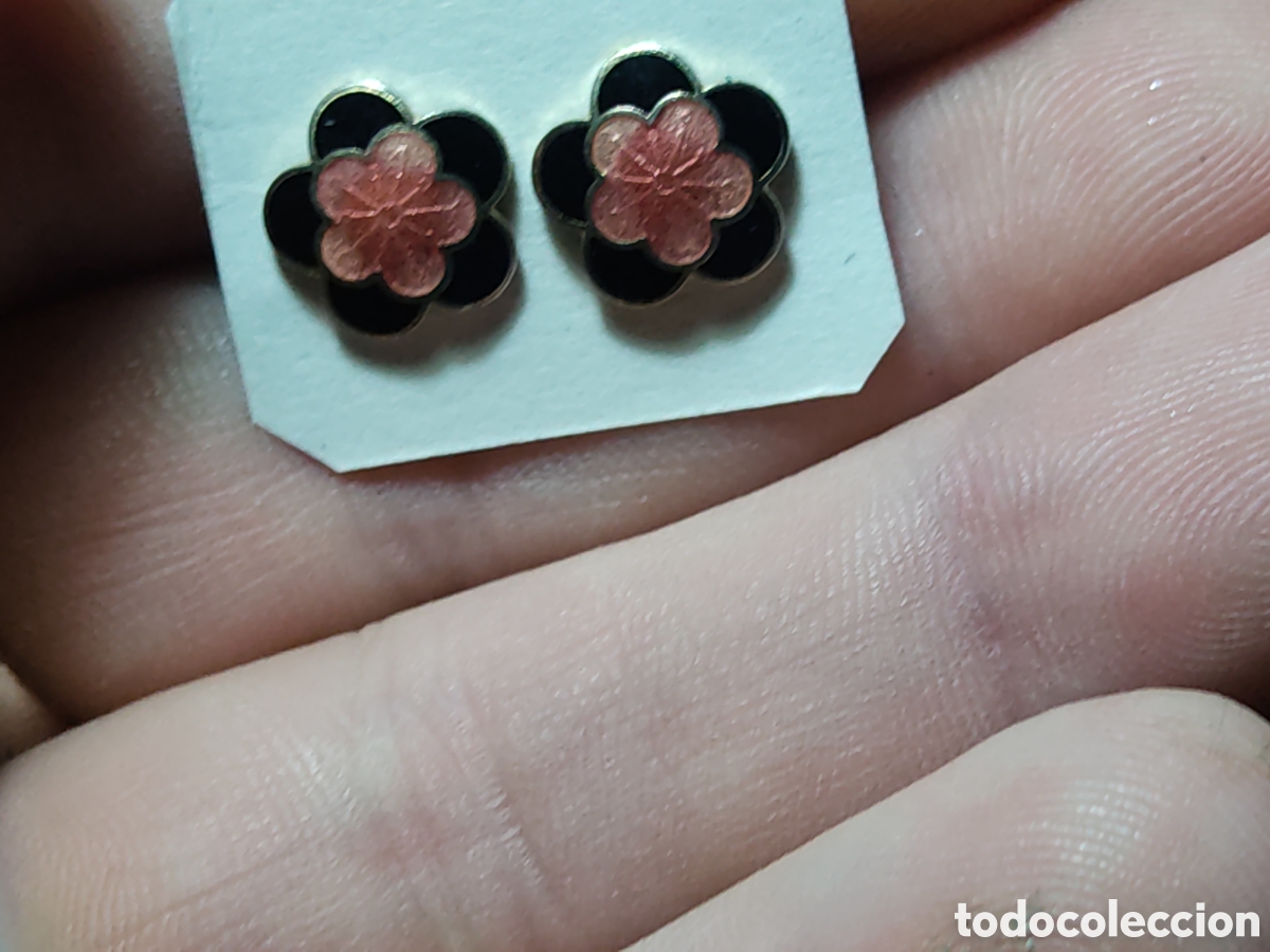 Joyeria: Pendientes flores esmaltadas.Vintage. - Foto 1