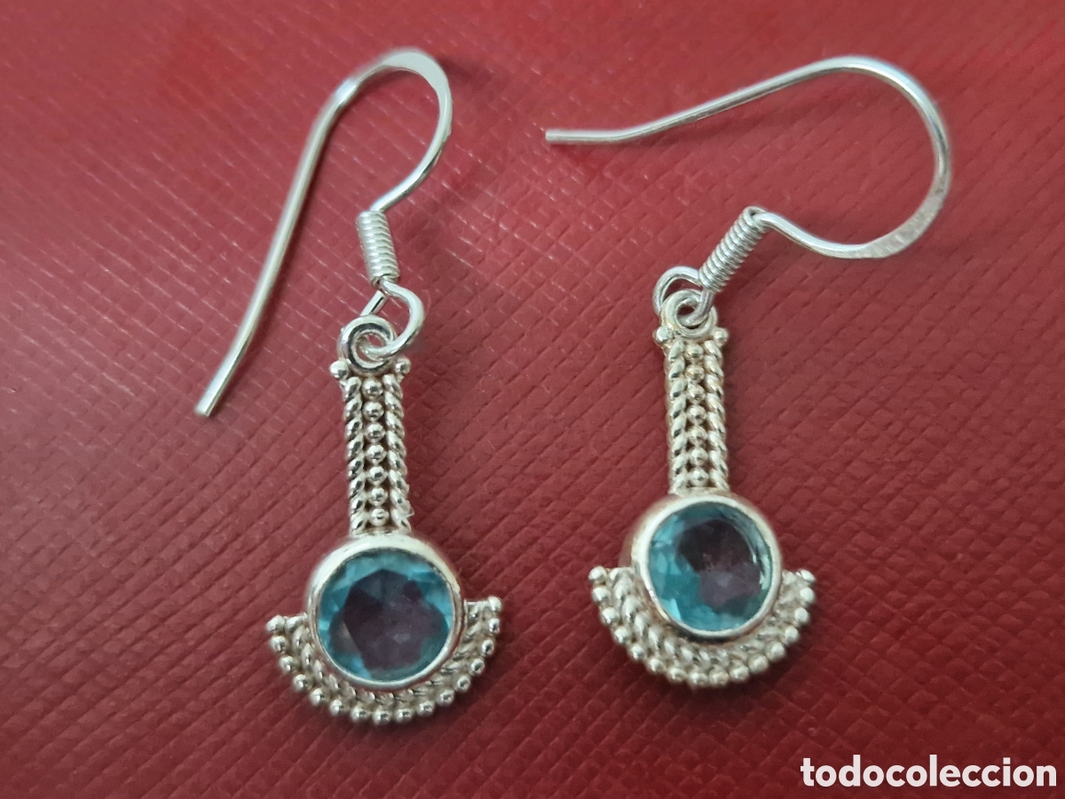 Joyeria: BONITOS PENDIENTES PLATA Y TOPACIOS AZULES NUEVOS - Foto 2