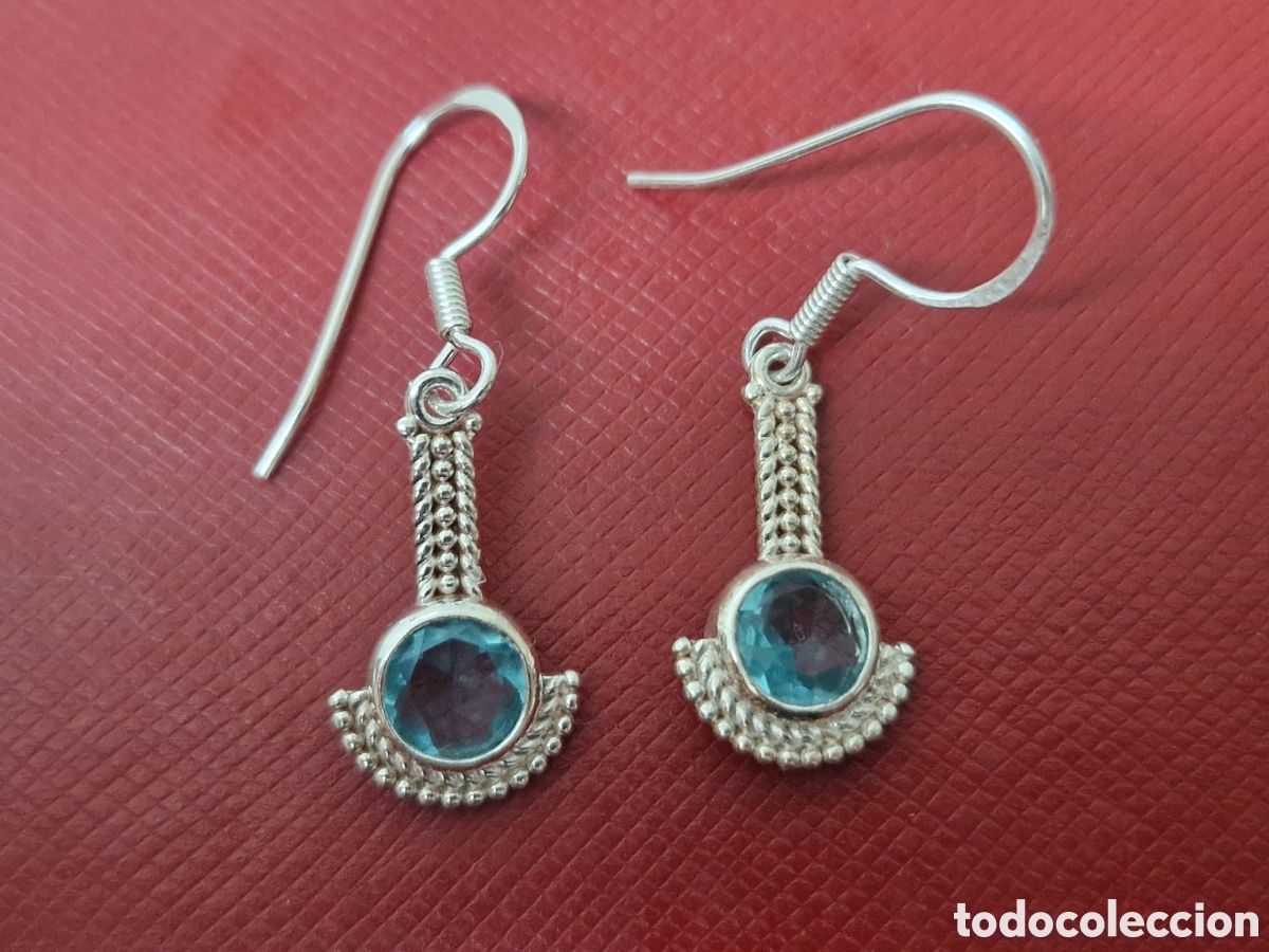 Joyeria: BONITOS PENDIENTES PLATA Y TOPACIOS AZULES NUEVOS - Foto 3