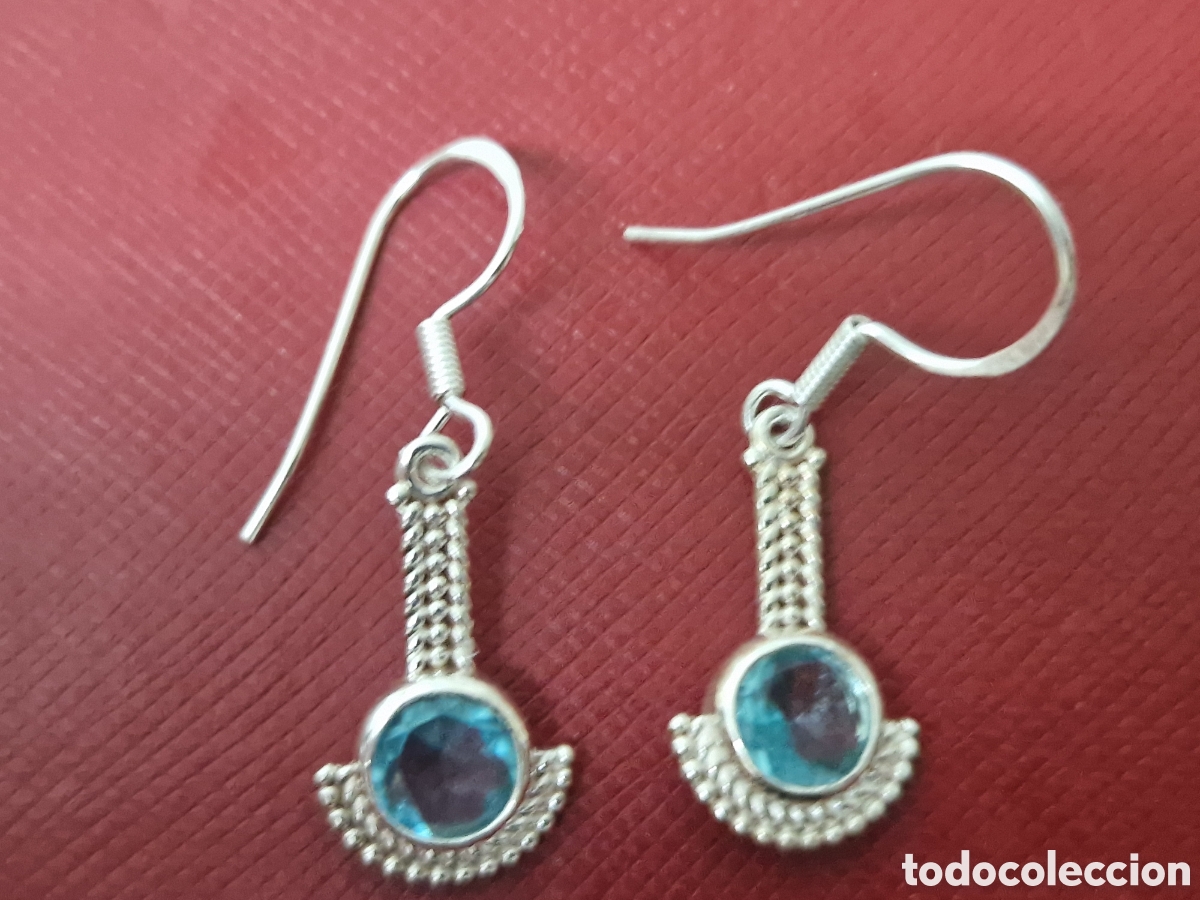 Joyeria: BONITOS PENDIENTES PLATA Y TOPACIOS AZULES NUEVOS - Foto 5