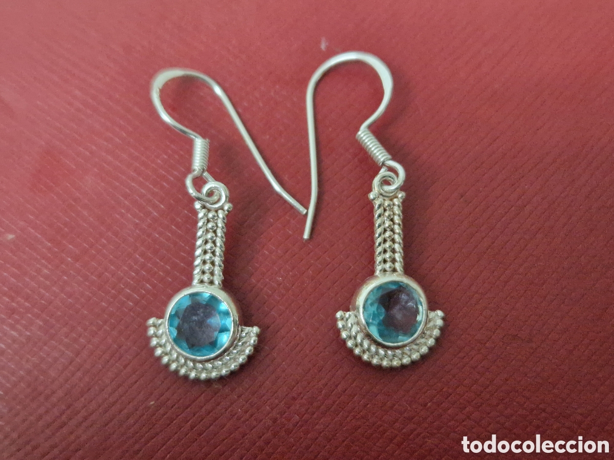 Joyeria: BONITOS PENDIENTES PLATA Y TOPACIOS AZULES NUEVOS - Foto 9