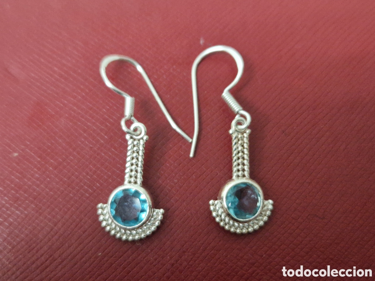 Joyeria: BONITOS PENDIENTES PLATA Y TOPACIOS AZULES NUEVOS - Foto 10