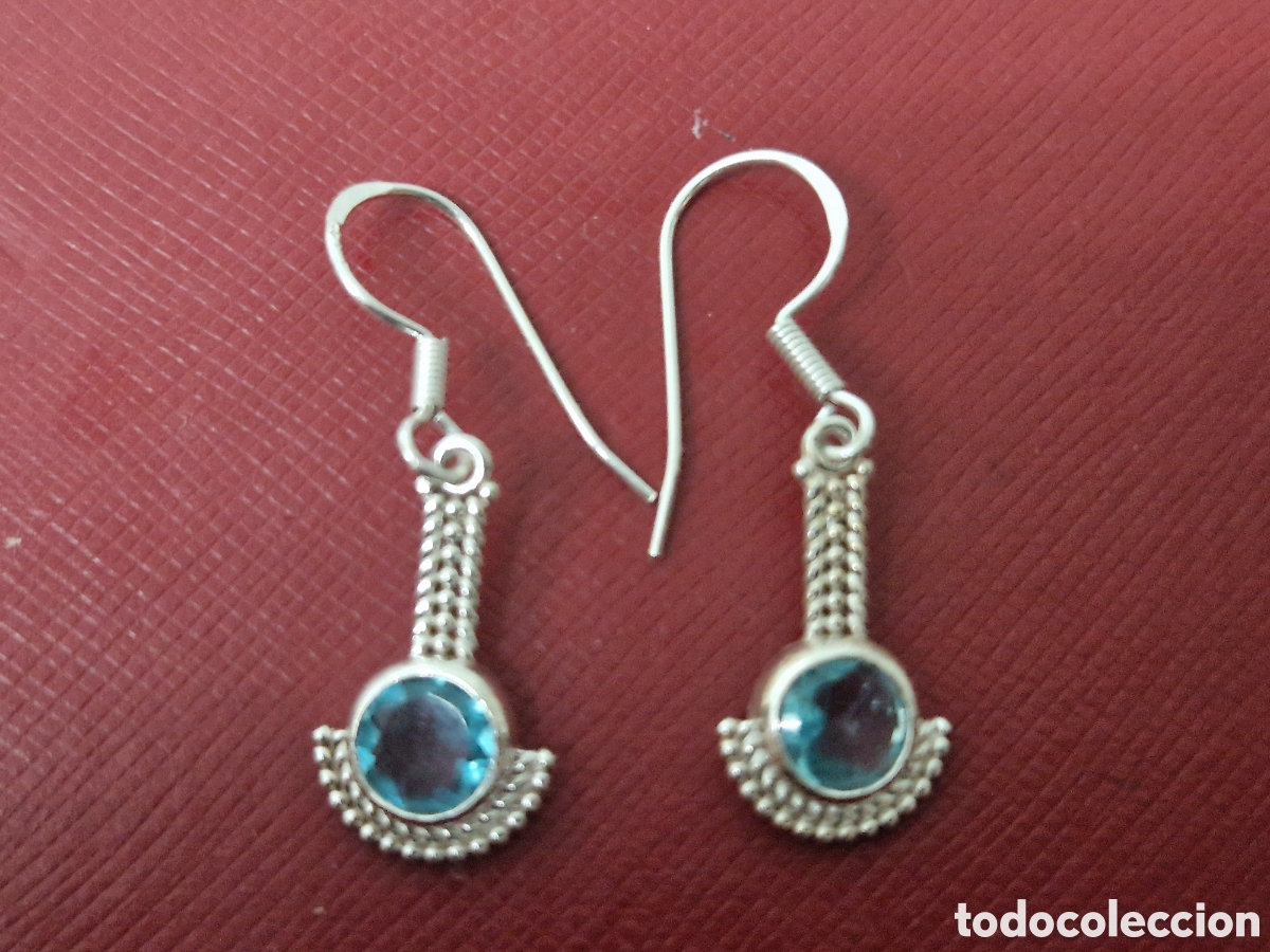 Joyeria: BONITOS PENDIENTES PLATA Y TOPACIOS AZULES NUEVOS - Foto 12