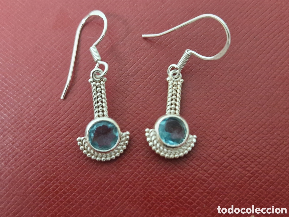 Joyeria: BONITOS PENDIENTES PLATA Y TOPACIOS AZULES NUEVOS - Foto 1