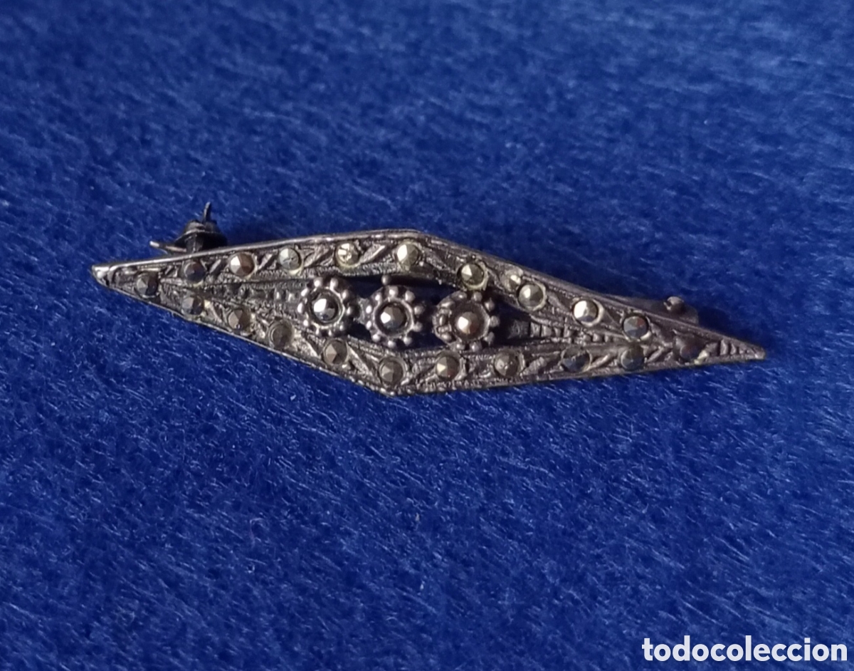 Joyeria: ⚜️BONITO BROCHE ANTIGUO DE PLATA Y MARQUESITAS - Foto 5