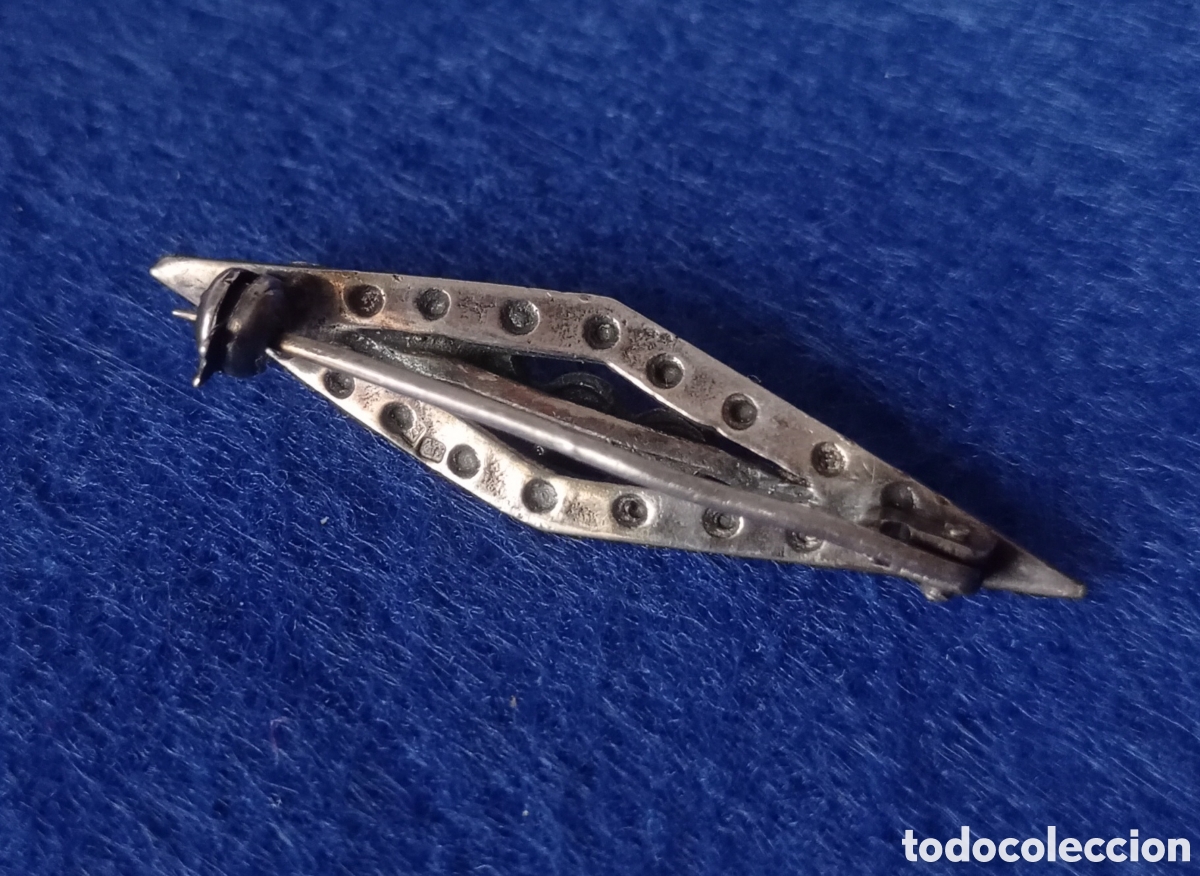 Joyeria: ⚜️BONITO BROCHE ANTIGUO DE PLATA Y MARQUESITAS - Foto 6