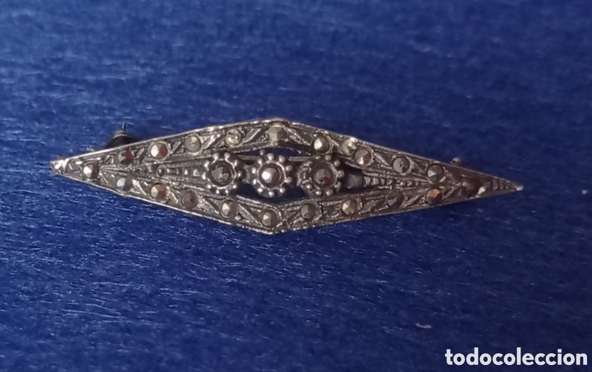 Joyeria: ⚜️BONITO BROCHE ANTIGUO DE PLATA Y MARQUESITAS - Foto 7