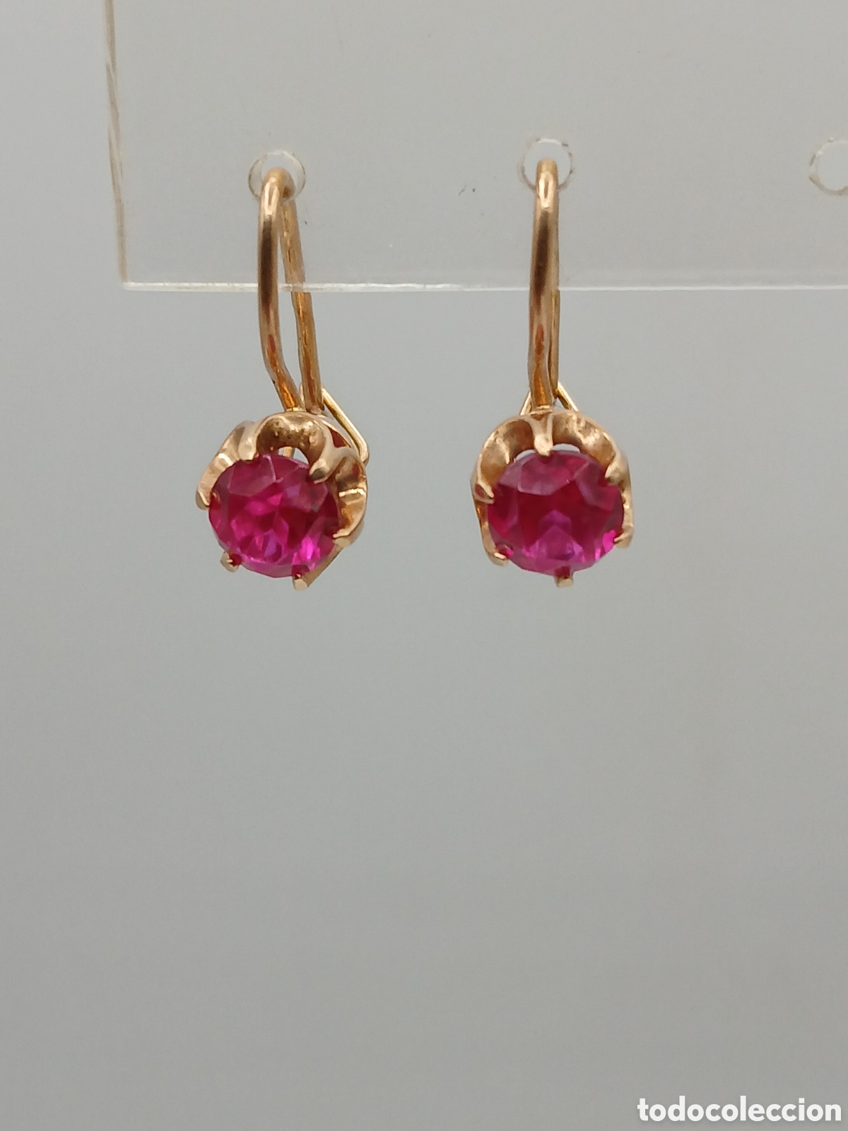 Joyeria: Pendientes oro 14 quilates y rub&iacute;es. Uni&oacute;n Sovi&eacute;tica - Foto 5