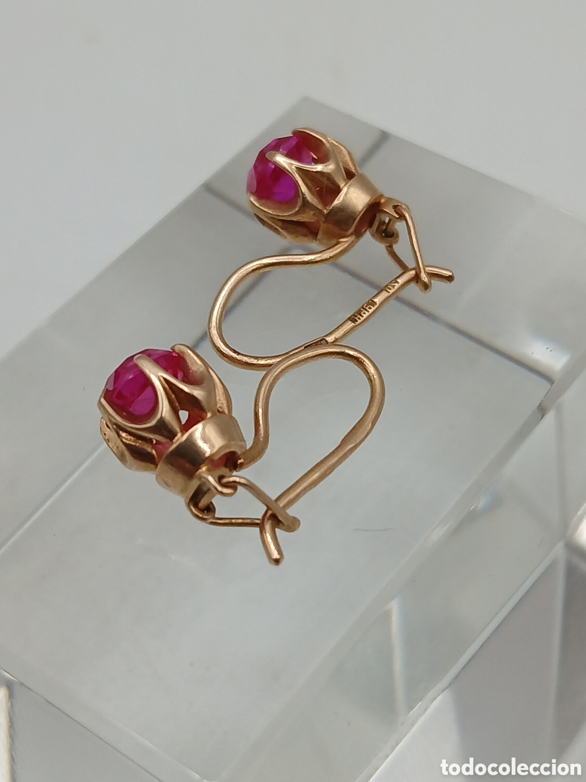 Joyeria: Pendientes oro 14 quilates y rub&iacute;es. Uni&oacute;n Sovi&eacute;tica - Foto 6