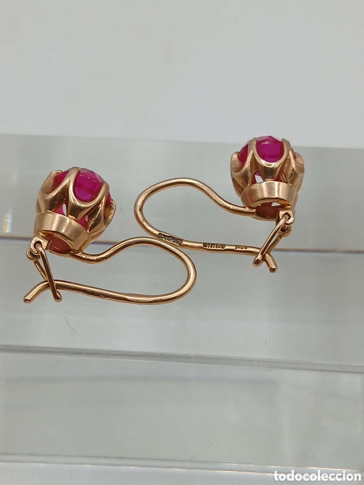 Joyeria: Pendientes oro 14 quilates y rub&iacute;es. Uni&oacute;n Sovi&eacute;tica - Foto 7