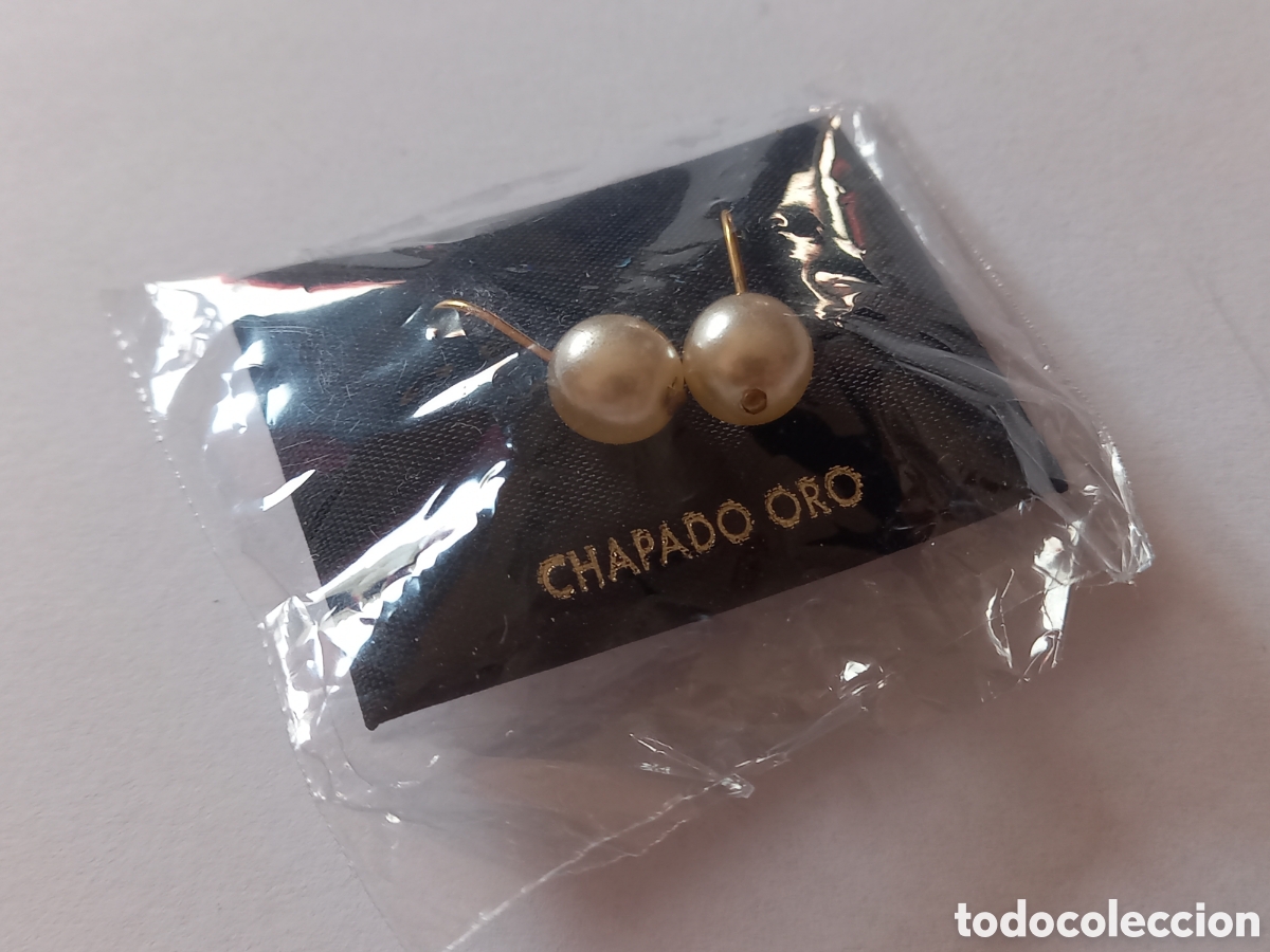 Joyeria: Pendientes perlitas chapadas en oro. A estrenar - Foto 1