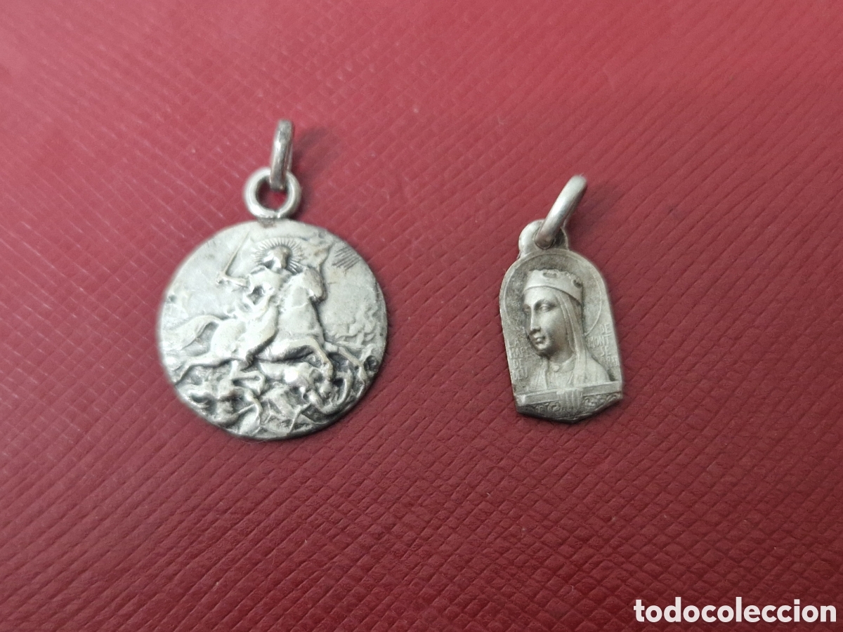 Joyeria: 2 MEDALLAS ANTIGUAS DE PLATA - Foto 2