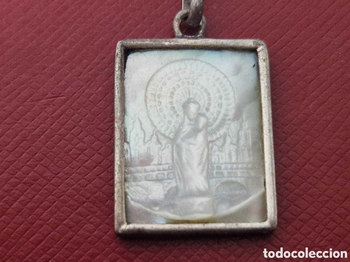 Joyeria: MEDALLA ANTIGUA PLATA Y NACAR - Foto 2