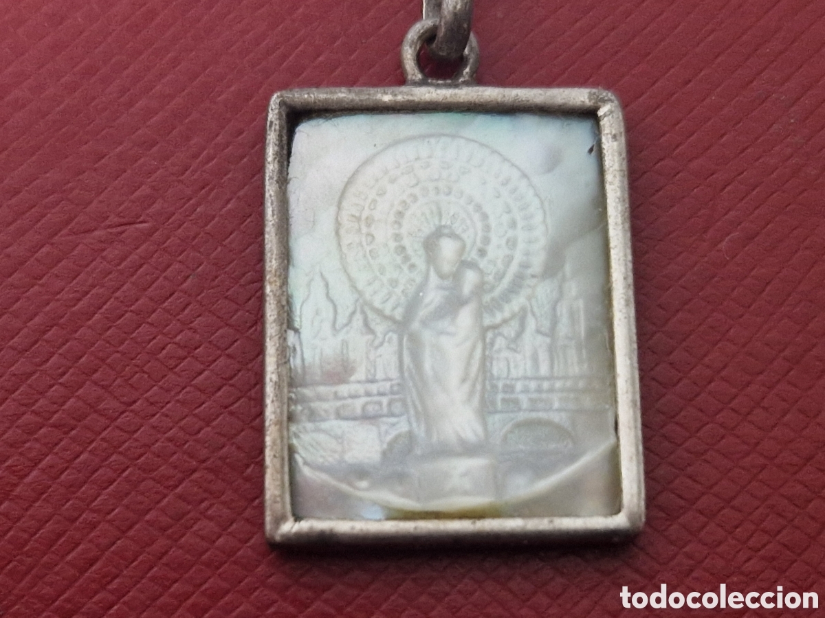 Joyeria: MEDALLA ANTIGUA PLATA Y NACAR - Foto 1