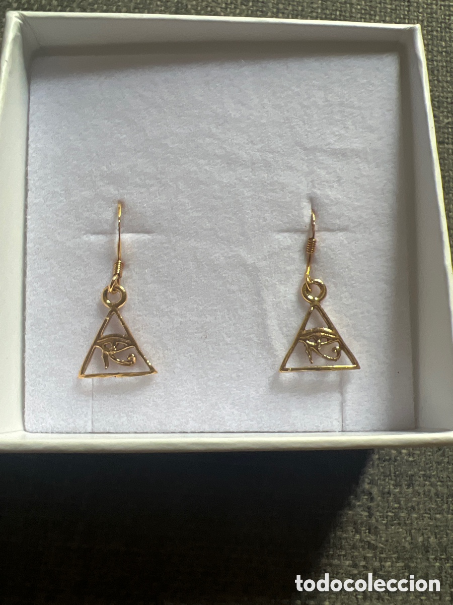 Joyeria: Pendientes Ojo de Horus plata ba&ntilde;o oro - Foto 2