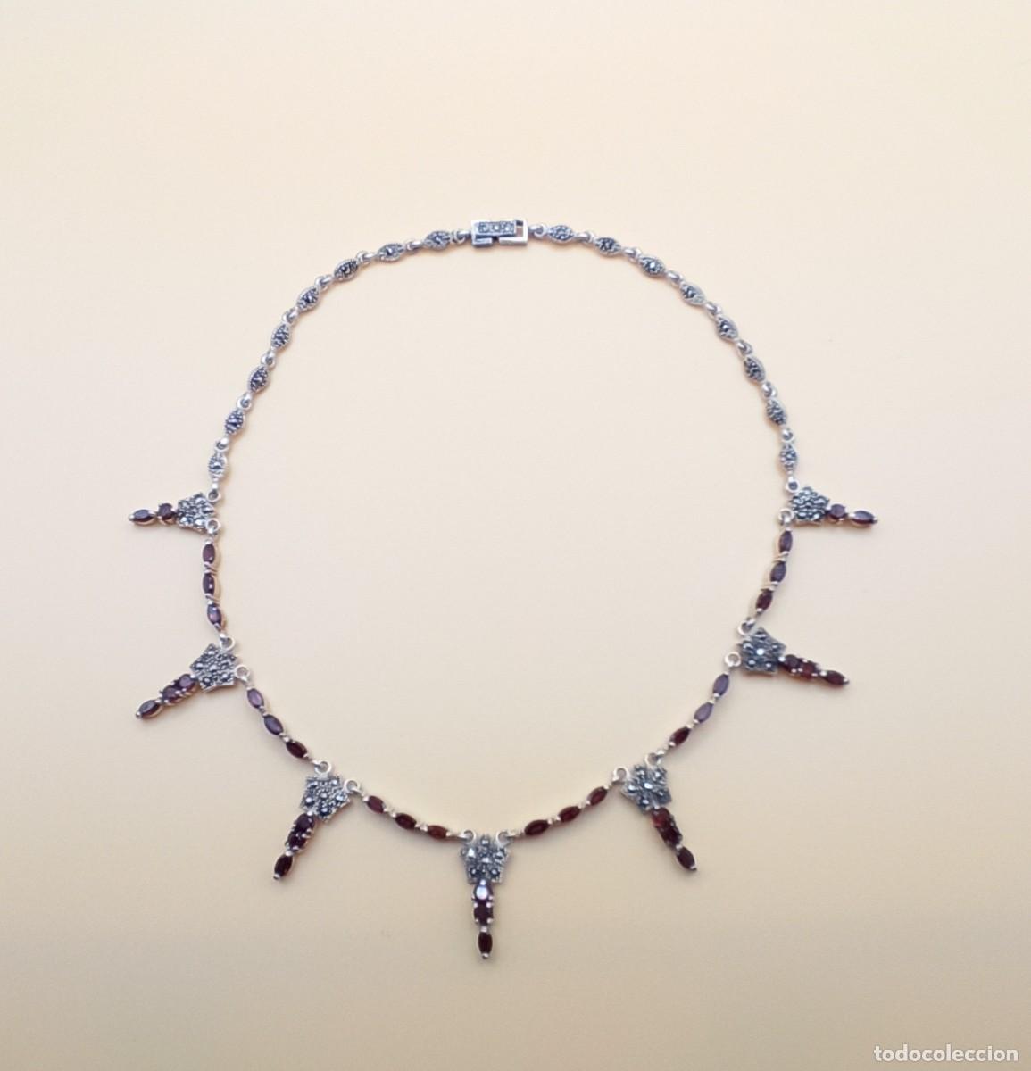 Joyeria: Gargantilla plata con granates y marquesitas. - Foto 1