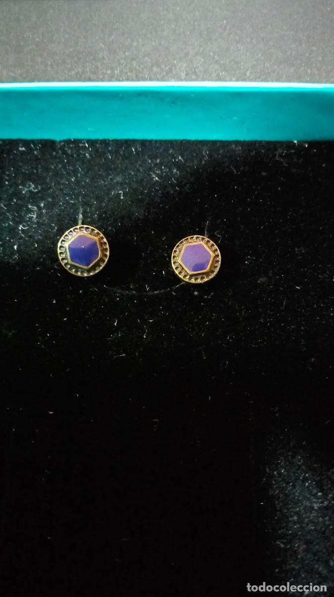 Joyeria: peque&ntilde;os pendientes con piedra morada - Foto 1