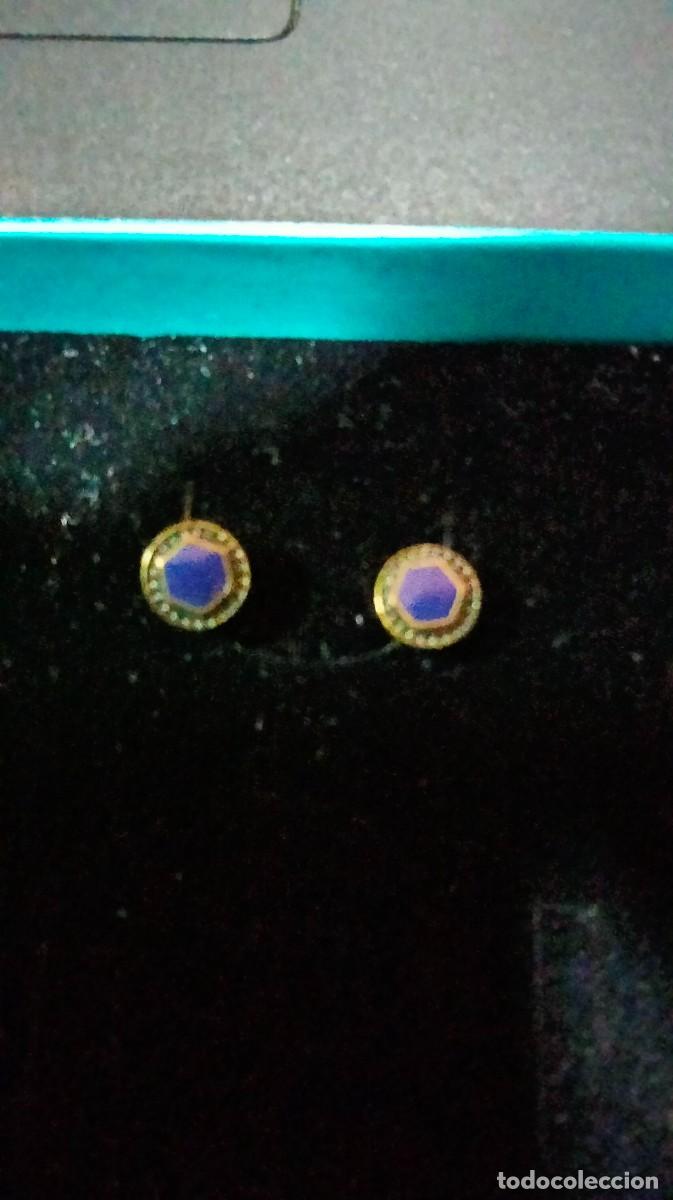 Joyeria: peque&ntilde;os pendientes con piedra morada - Foto 3