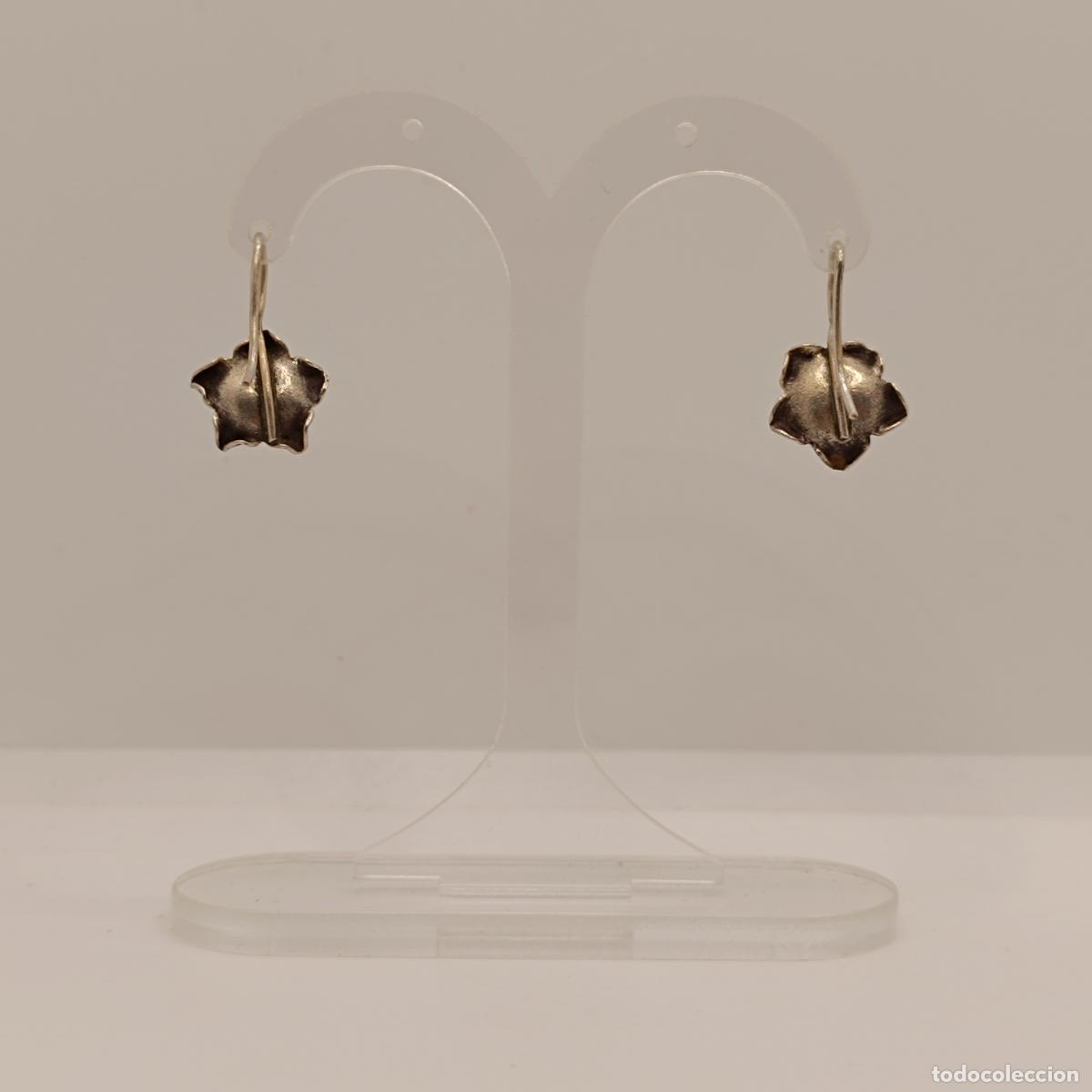 Joyeria: Bellos pendientes vintage de rosas en plata. - Foto 3